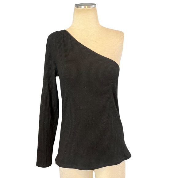 Reformation Stewart One Shoulder Tee Top in Black Large Womens Blouse - Picture 4 of 11